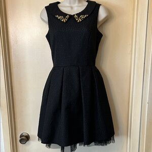 La Chapelle  Black Embellished Peter Pan Collar Party Dress size 36 (2-4)
